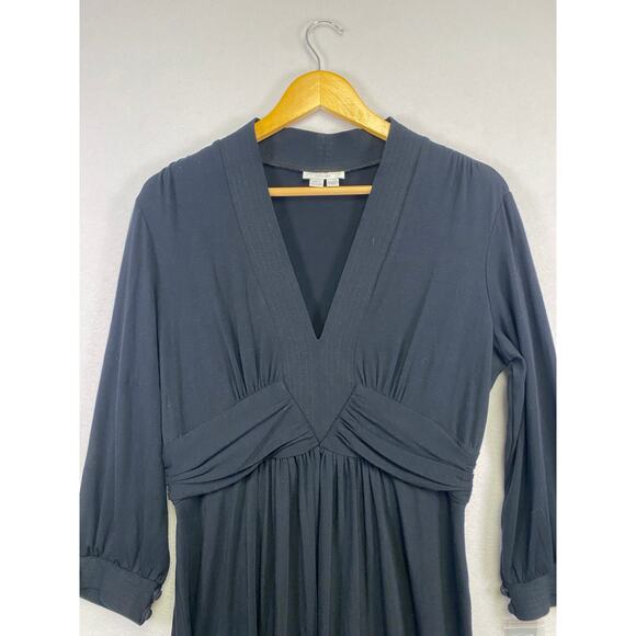 London Times Petite 14P Black Knee-Length V-Neck Dress Classic Professional - Picture 2 of 9